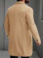 Elevate Your Style with the Manfinity Mode Men's Khaki Long Sleeve Overcoat - Perfect for Autumn and Winter