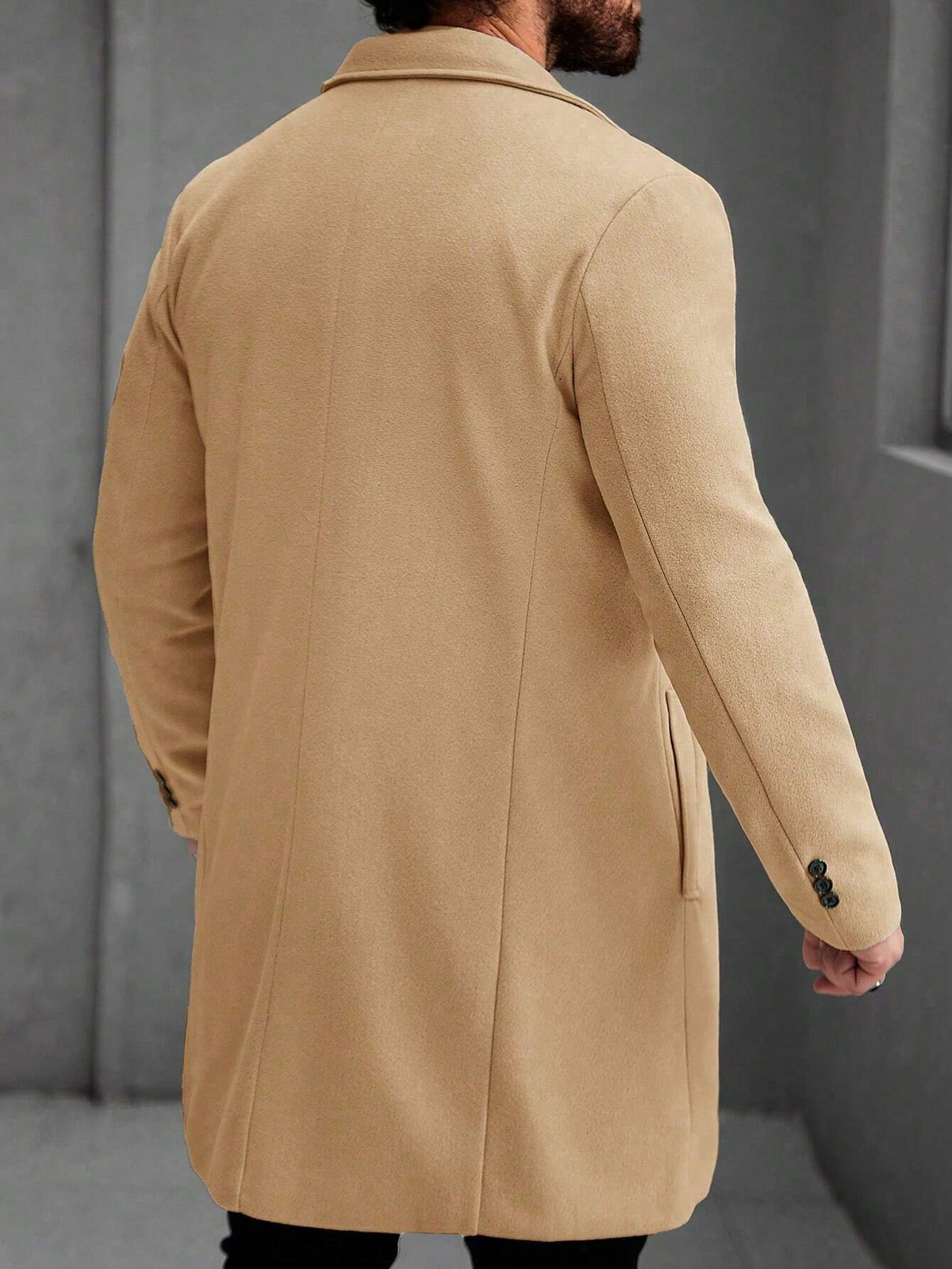 Elevate Your Style with the Manfinity Mode Men's Khaki Long Sleeve Overcoat - Perfect for Autumn and Winter
