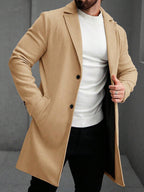 Elevate Your Style with the Manfinity Mode Men's Khaki Long Sleeve Overcoat - Perfect for Autumn and Winter
