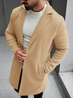 Elevate Your Style with the Manfinity Mode Men's Khaki Long Sleeve Overcoat - Perfect for Autumn and Winter