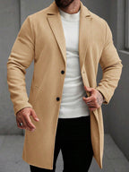 Elevate Your Style with the Manfinity Mode Men's Khaki Long Sleeve Overcoat - Perfect for Autumn and Winter