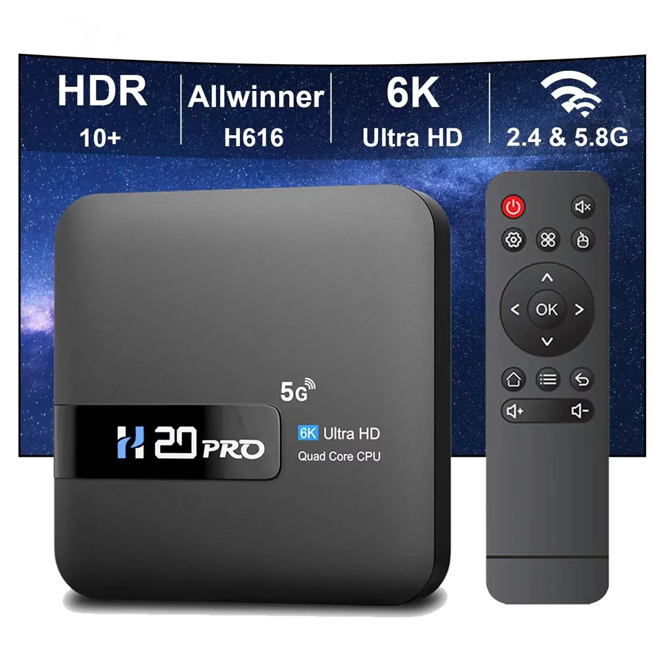 Elevate Your Entertainment with the HONGTOP H20PRO Smart TV Box - 6K Streaming, Android 10, and WiFi6 Connectivity!