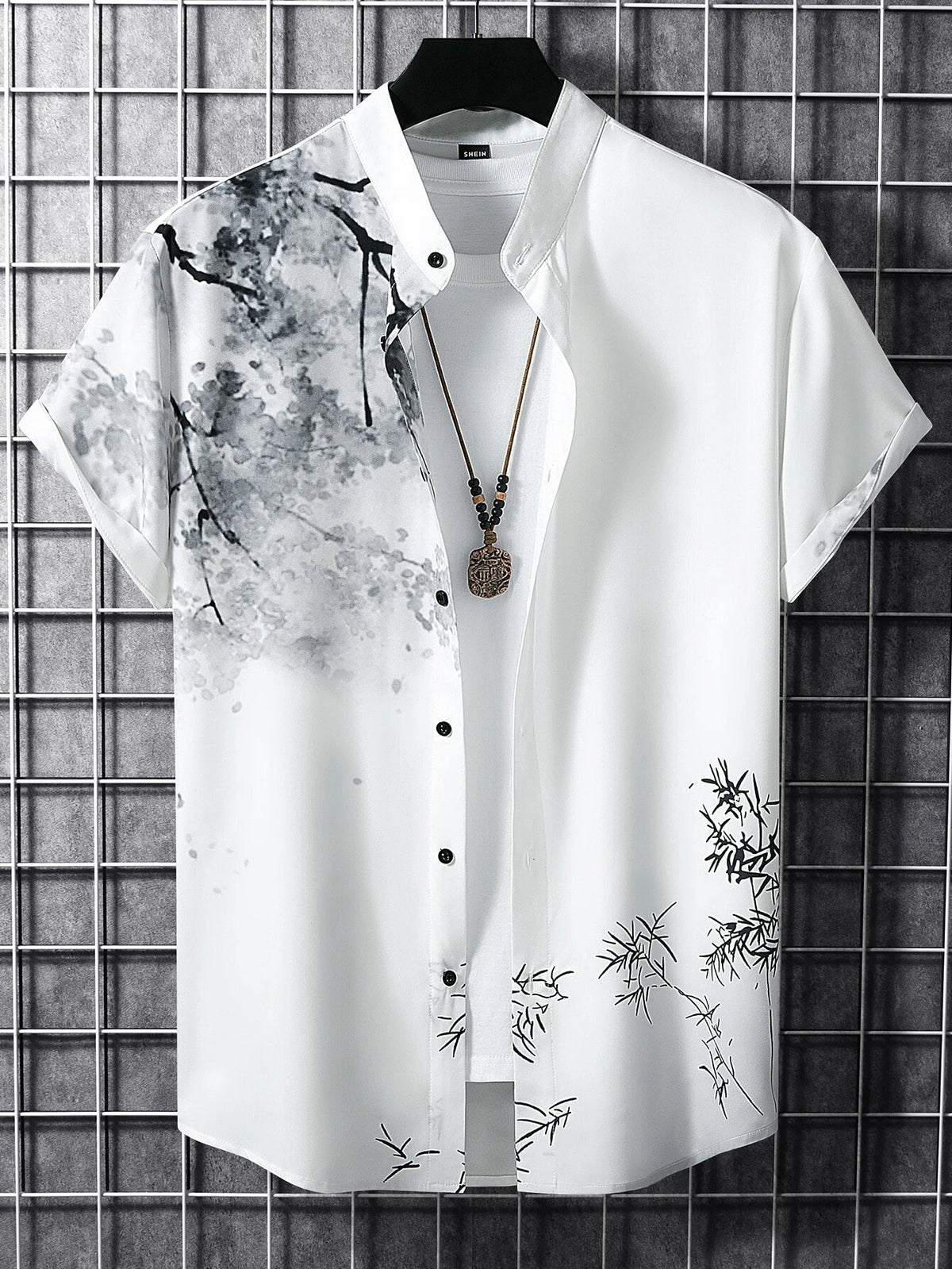 Manfinity Homme Men Plants Print Button up Shirt without Tee
