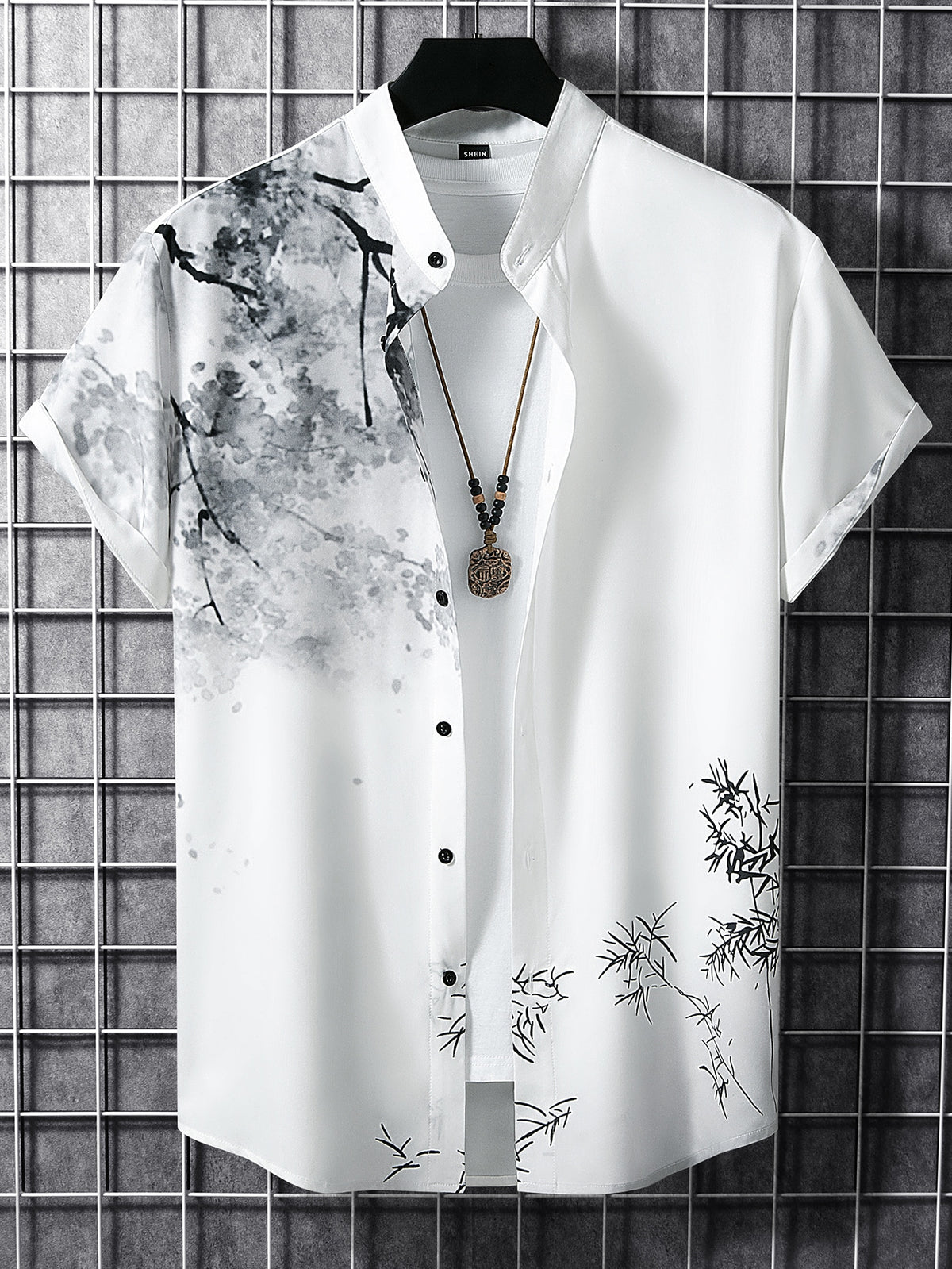 Manfinity Homme Men Plants Print Button up Shirt without Tee