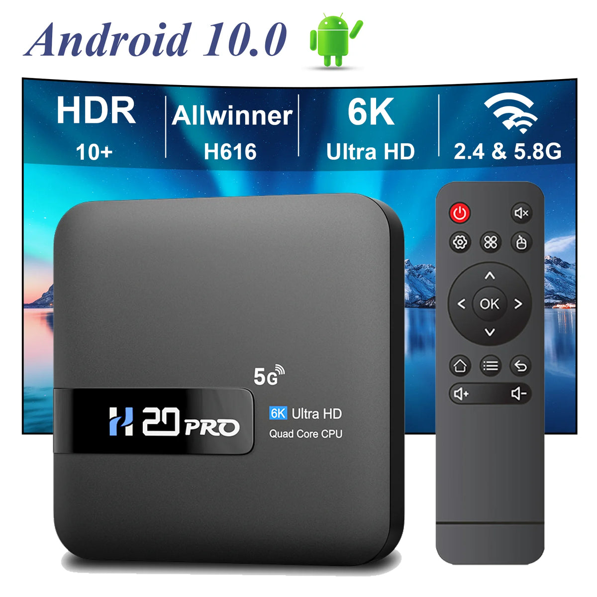 TOPSION H20PRO Smart TV Box Android 14.0 con Asistente de Voz