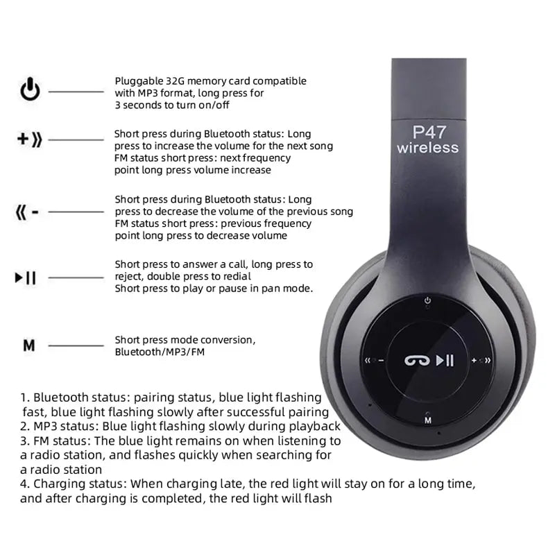 Experience Superior Sound with Bluetooth 5.0 P47 TWS Stereo Headphones - Perfect for Mobile Devices!